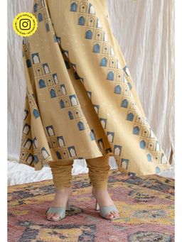 The Indian Ethnic Co. - Yellow Narrow Ajrakh Cotton Hand Churidar