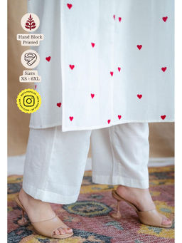 The Indian Ethnic Co. - White Plain Cotton Straight Palazzo