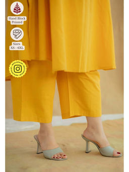 The Indian Ethnic Co. - Yellow Straight Solid Kala Cotton Pant