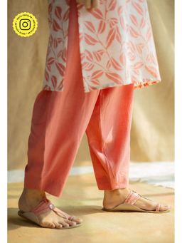 The Indian Ethnic Co. - Coral Solid Slub Cotton Salwar Pant