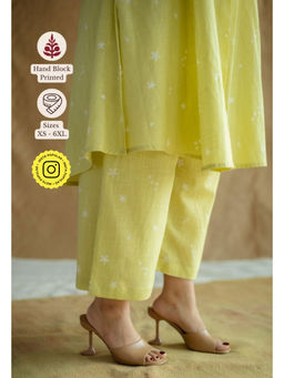 The Indian Ethnic Co. - Hand Block Printed Slub Cotton Straight Pant
