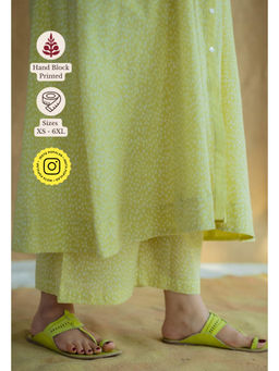 The Indian Ethnic Co. - Hand Block Printed Slub Cotton Straight Palazzo