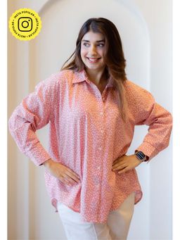 The Indian Ethnic Co. - Pink Anti-Fit Printed Cotton Full Sleeve Shirt