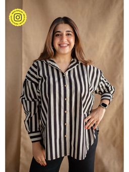 The Indian Ethnic Co. - Off White Loose Fakira Printed Shirt