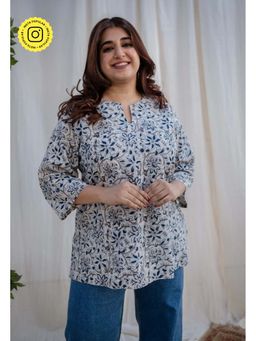 The Indian Ethnic Co. - Multi-Color Straight Kalamkari Handblock Printed Cotton Top
