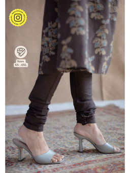 The Indian Ethnic Co. - Brown Solid Slub Cotton Churidar