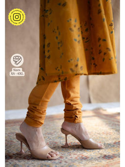 The Indian Ethnic Co. - Mustard Solid Slub Cotton Churidar