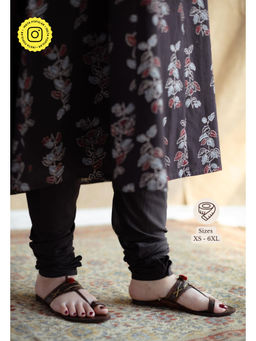The Indian Ethnic Co. - Brown Solid Slub Cotton Churidar