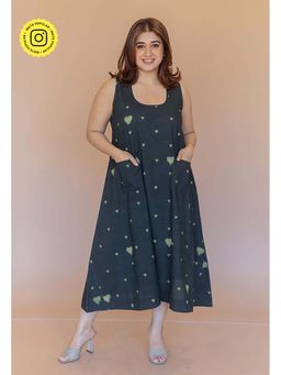 The Indian Ethnic Co. - Sara Green Dabu Cotton A Line Midi Dress