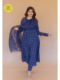 The Indian Ethnic Co. - Blue Solid Cotton Kota Doria Dupatta