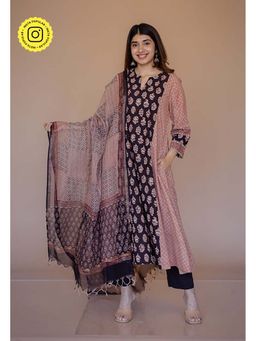 The Indian Ethnic Co. - Malika Black Bagru Cotton Kali Kurta