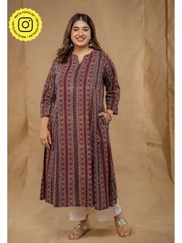 The Indian Ethnic Co. - Malika Red Ajrakh Cotton Kali Kurta