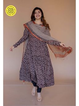 The Indian Ethnic Co. - Shinat Black Bagru Cotton Kali Kurta