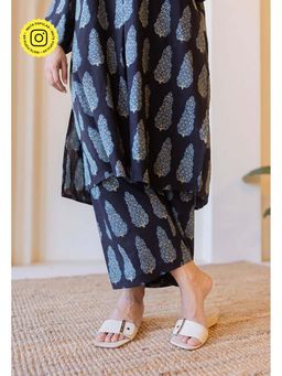 The Indian Ethnic Co. - Yashi Black Ajrakh Cotton Straight Pant