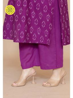 The Indian Ethnic Co. - Yashi Purple Solid Cotton Flex Straight Pant
