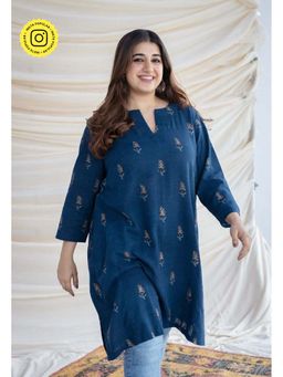 The Indian Ethnic Co. - Hitanshi Slub Cotton Indigo Short Kurta