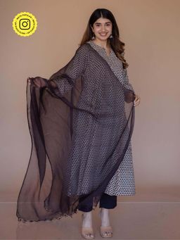 The Indian Ethnic Co. - Black Solid Kota Doria Cotton Dupatta