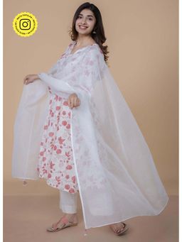 The Indian Ethnic Co. - White Kota Doria Cotton Dupatta