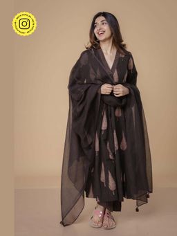 The Indian Ethnic Co. - Black Kota Doria Cotton Dupatta