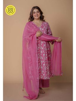 The Indian Ethnic Co. - Pink Kota Doria Cotton Dupatta