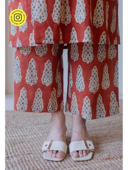 The Indian Ethnic Co. - Red Pure Cotton Printed Pant
