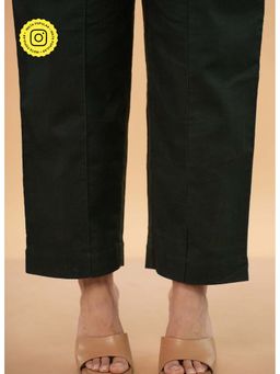 The Indian Ethnic Co. - Green Cotton Slub Solid Pant