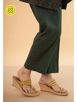 The Indian Ethnic Co. - Olive Cotton Slub Solid Pant