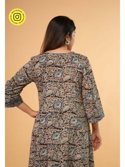 The Indian Ethnic Co. - Nisa Black Kalamkari Cotton Kali Kurta
