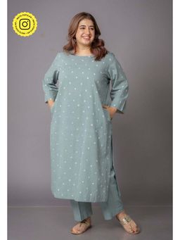 The Indian Ethnic Co. - Harsha Green Bandhani Cotton Straight Kurta