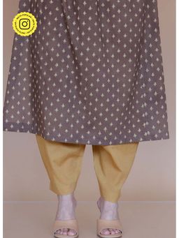 The Indian Ethnic Co. - Tarin Yellow Solid Slub Cotton Afghan Pant