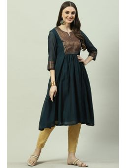 Biba - Women Teal Woven Kurta