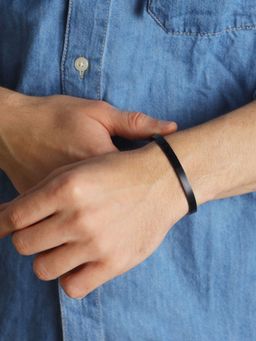 Priyaasi - Bold By Priyaasi Trendy Black Solid Cuff Bracelet for Men