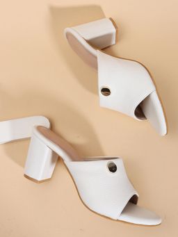 TRASE - Womens White Stylish Block Heels