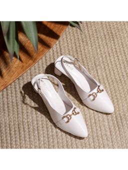 TRASE - Womens White Flashy Stylish & Comfortable Sandal Heels