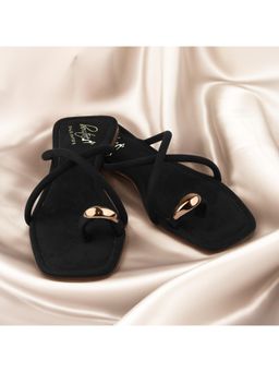 Bowtoes - Womens Black Suede Flats