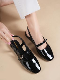 Drop Bold - Womens Black Square Toe Sandals