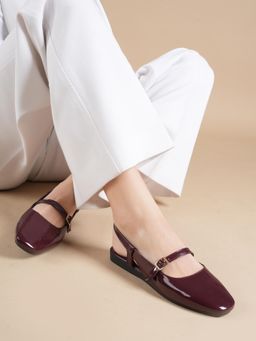 Drop Bold - Womens Maroon Square Toe Sandals