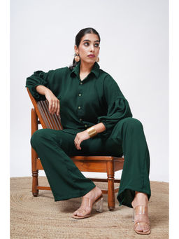 SALVIA SKY - Green Georgette Loose Fitted Shirt