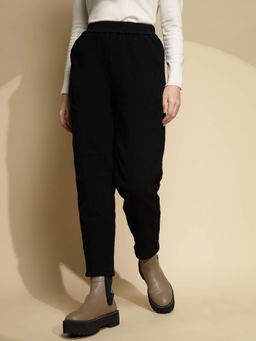 Global Republic - Women Black Cotton Mid Rise Trouser