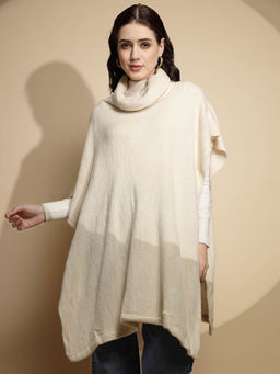 Global Republic - Women White Half Sleeve Acrylic Poncho