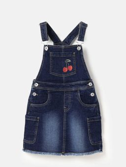 United Colors of Benetton - Blue Regular Fit Square Neck Embroidered Dungaree