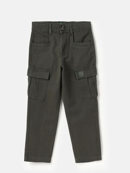 United Colors of Benetton - Olive Solid Loose Fit Cargo Trousers