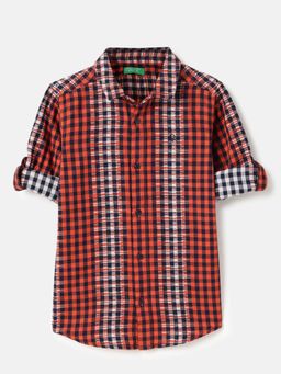 United Colors of Benetton - Red Regular Fit Collar Check Shirt