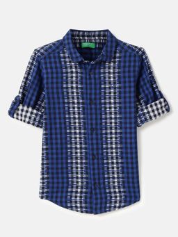 United Colors of Benetton - Blue Regular Fit Collar Check Shirt