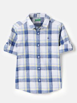 United Colors of Benetton - Blue Regular Fit Collar Check Shirt