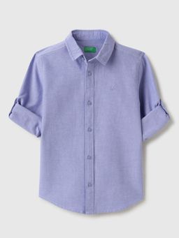 United Colors of Benetton - Lavender Regular Fit Collar Solid Shirt