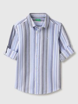 United Colors of Benetton - Blue Regular Fit Collar Stripes Shirt