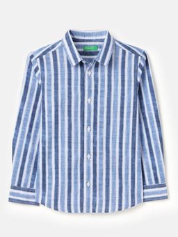 United Colors of Benetton - Blue Regular Fit Collar Stripes Shirt