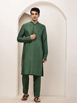 MULTI SHADES - Green Regular Solid Kurta