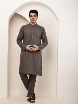 MULTI SHADES - Grey Regular Solid Kurta